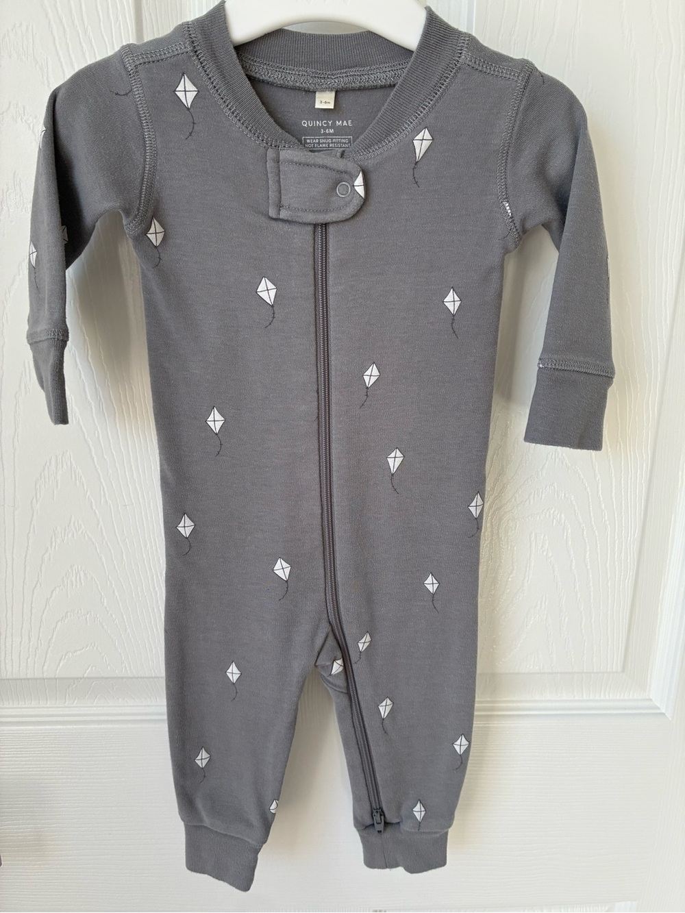Quincy Mae Gray Kite-Print Footed One-Piece